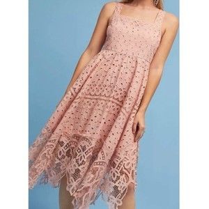 Anthropologie Maeve Pink Azia Lace Midi Dress - 6